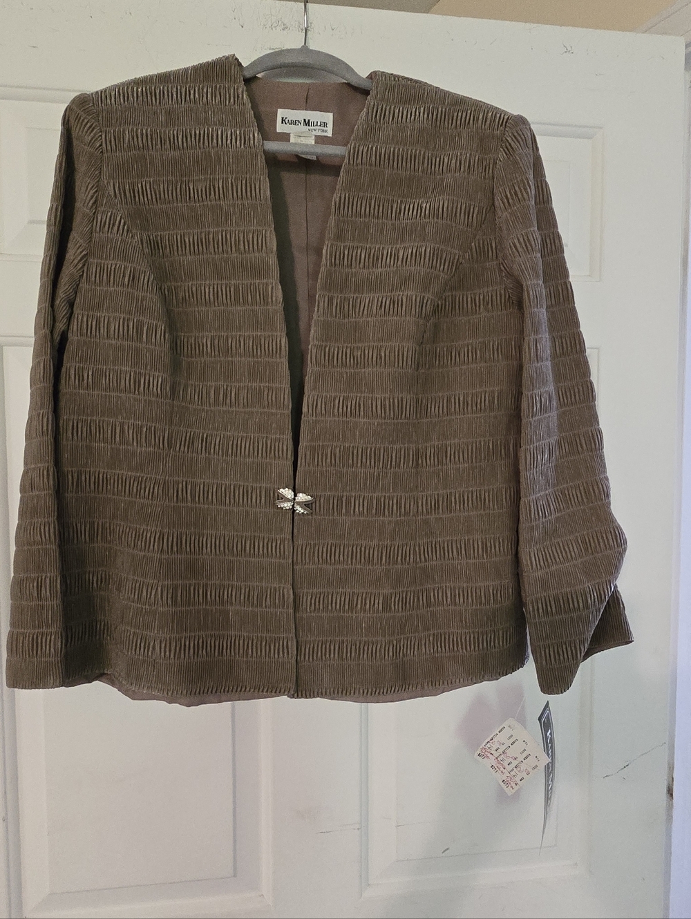 Karen Millen Brown Textured Open-Front Jacket